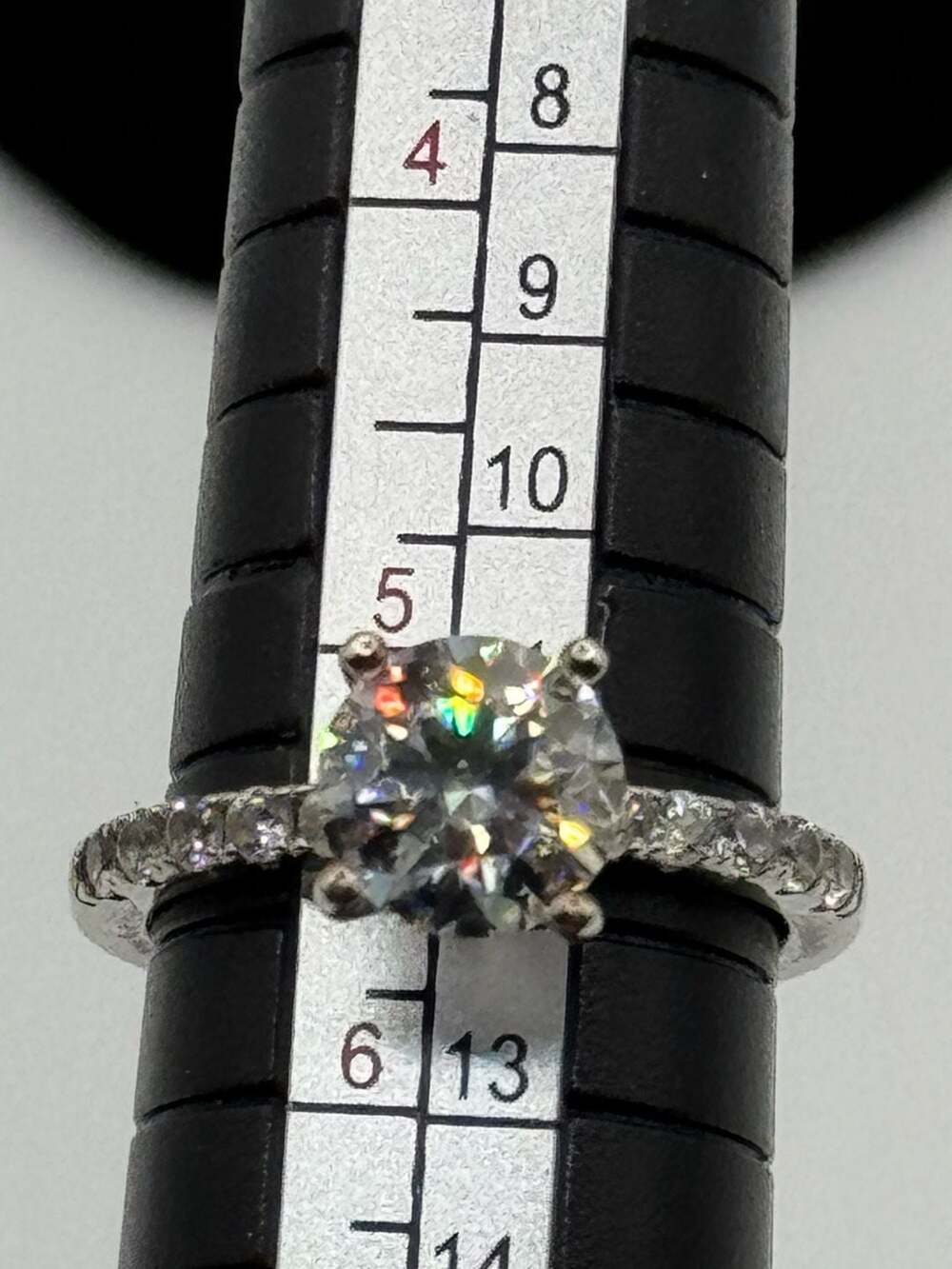 1.5ct moissanite Round Solitaire with Accents Engagement Ring in Silver